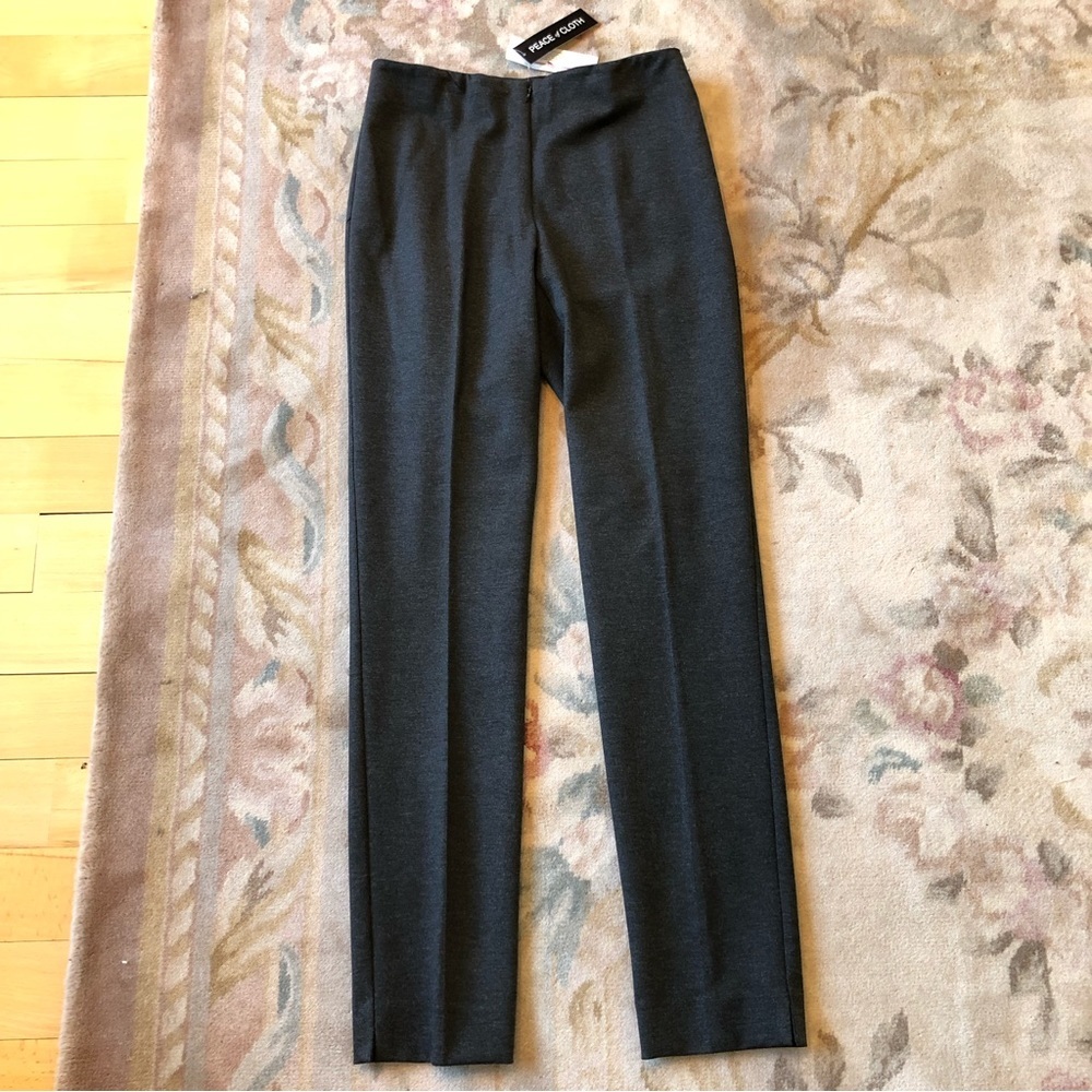 Peace of Cloth charcoal gray knit front zip tapered pants size 4